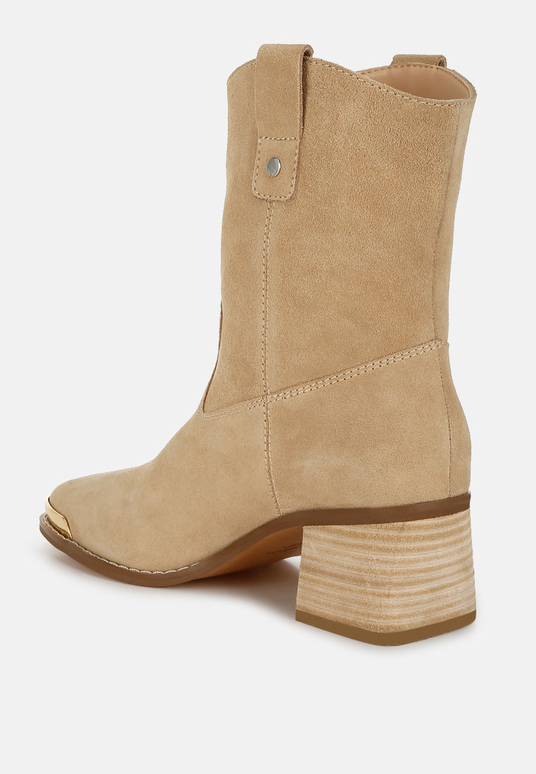 Emberly Suede Square Toe Ankle Boots-4