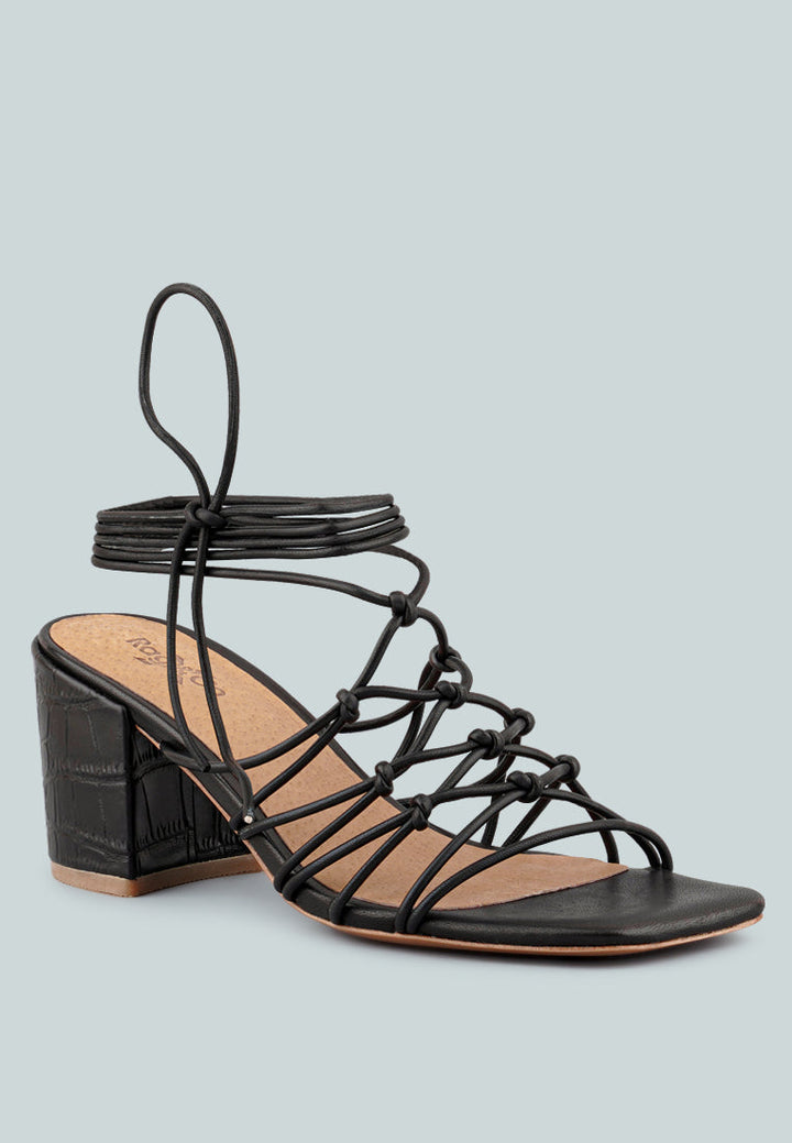 Fonda Croc Patterned Handcrafted Lace Up Sandal-2