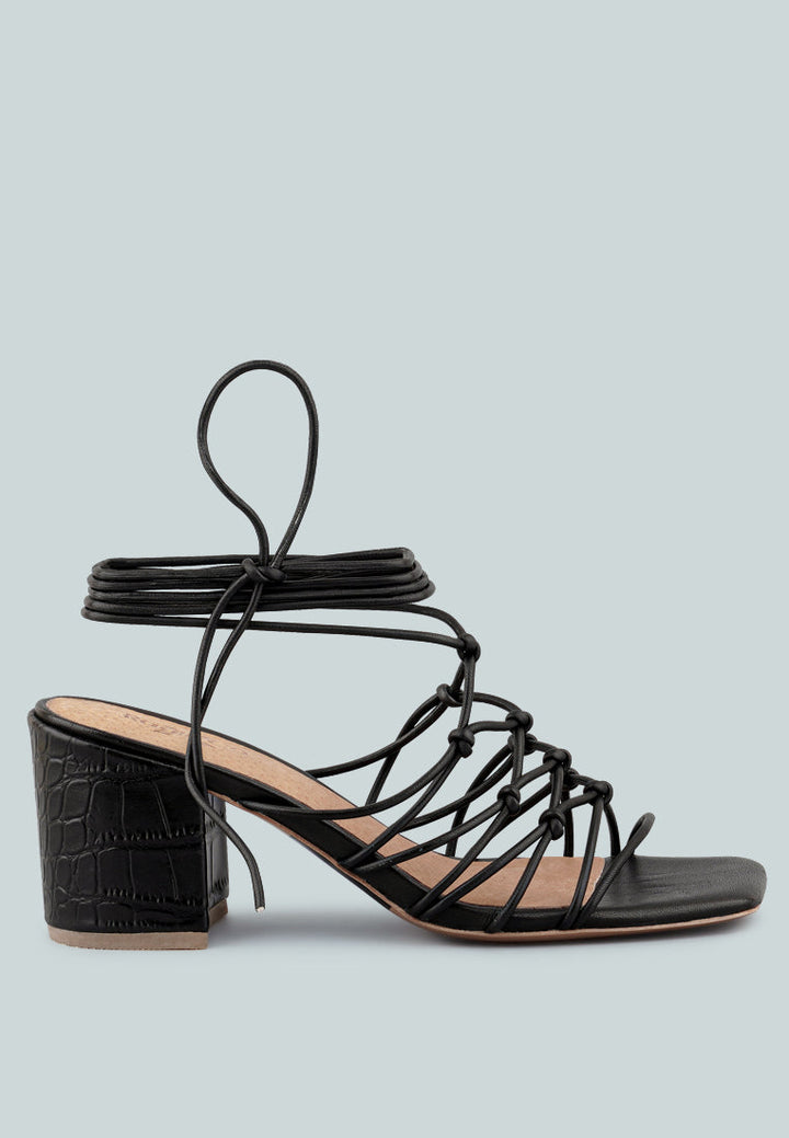 Fonda Croc Patterned Handcrafted Lace Up Sandal-0