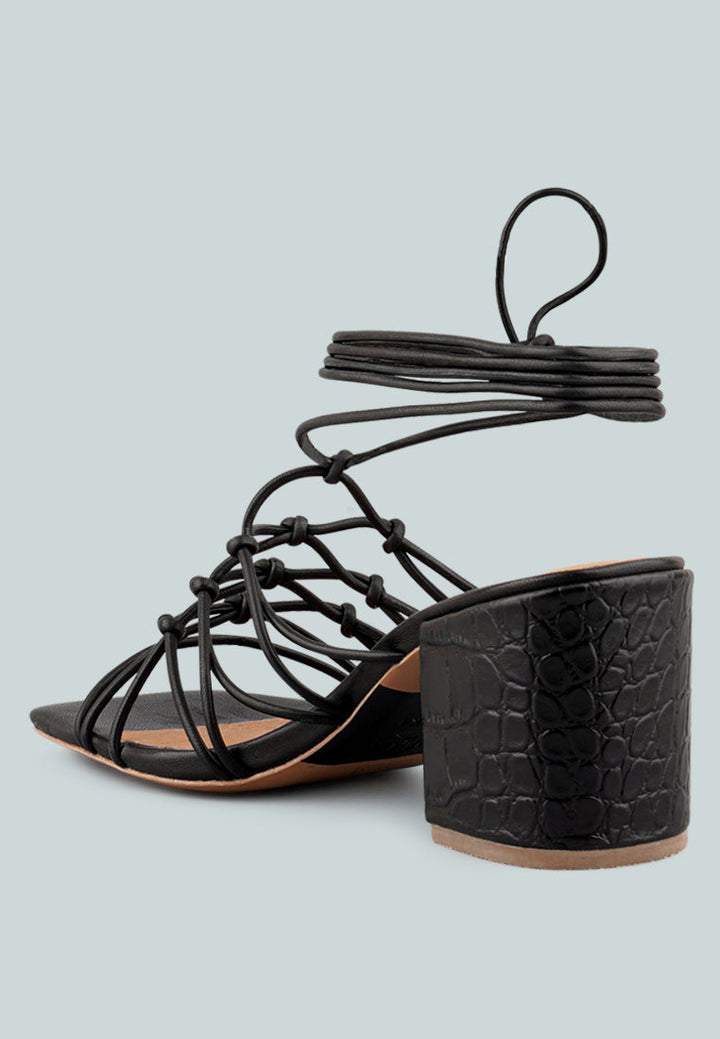 Fonda Croc Patterned Handcrafted Lace Up Sandal-3