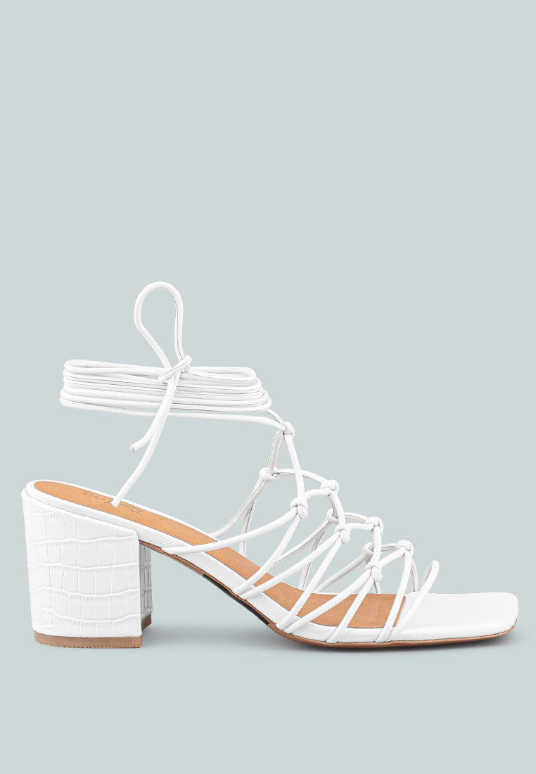 Fonda Croc Patterned Handcrafted Lace Up Sandal-5