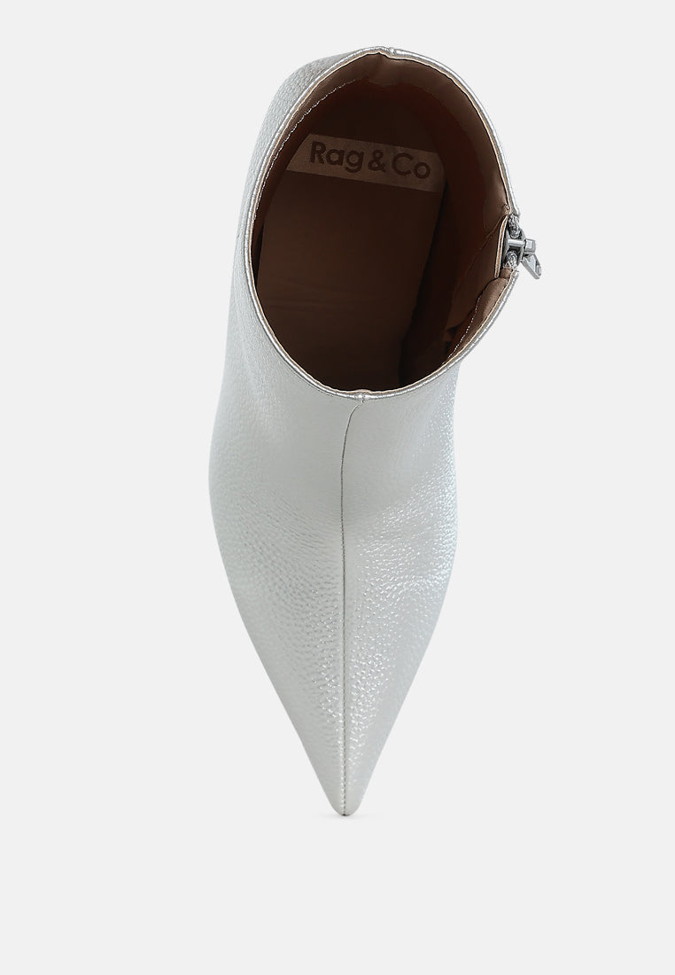 Farnak Metallic Pointed Toe Ankle Boots-3