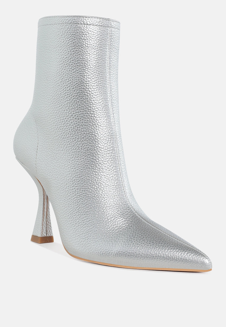 Farnak Metallic Pointed Toe Ankle Boots-1