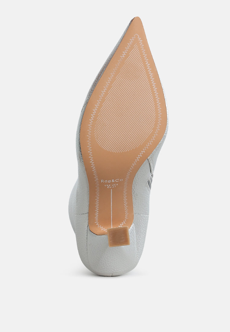 Farnak Metallic Pointed Toe Ankle Boots-4