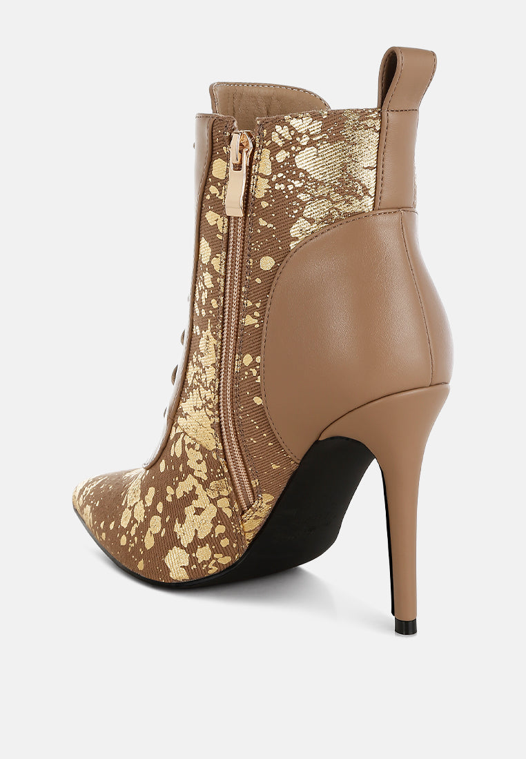 Fat Cat Abstract Pattern Lace-Up Ankle Boots-2