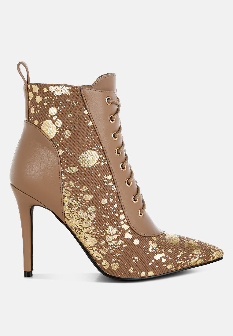 Fat Cat Abstract Pattern Lace-Up Ankle Boots-0