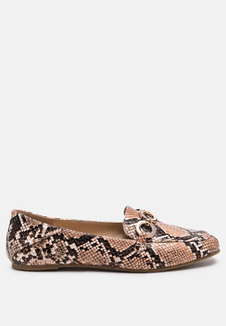 Wibele Croc Textured Metal Show Detail Loafers-6