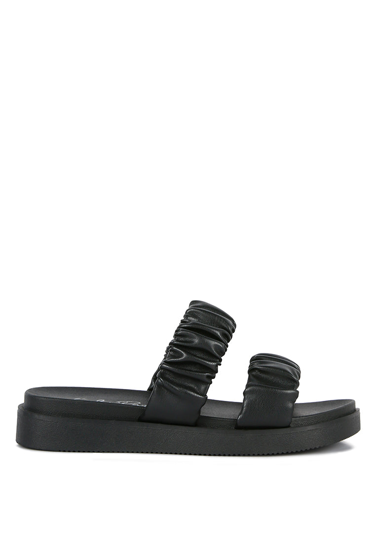Maiden Platform Faux Leather Ruched Strap Platform Sandals-6