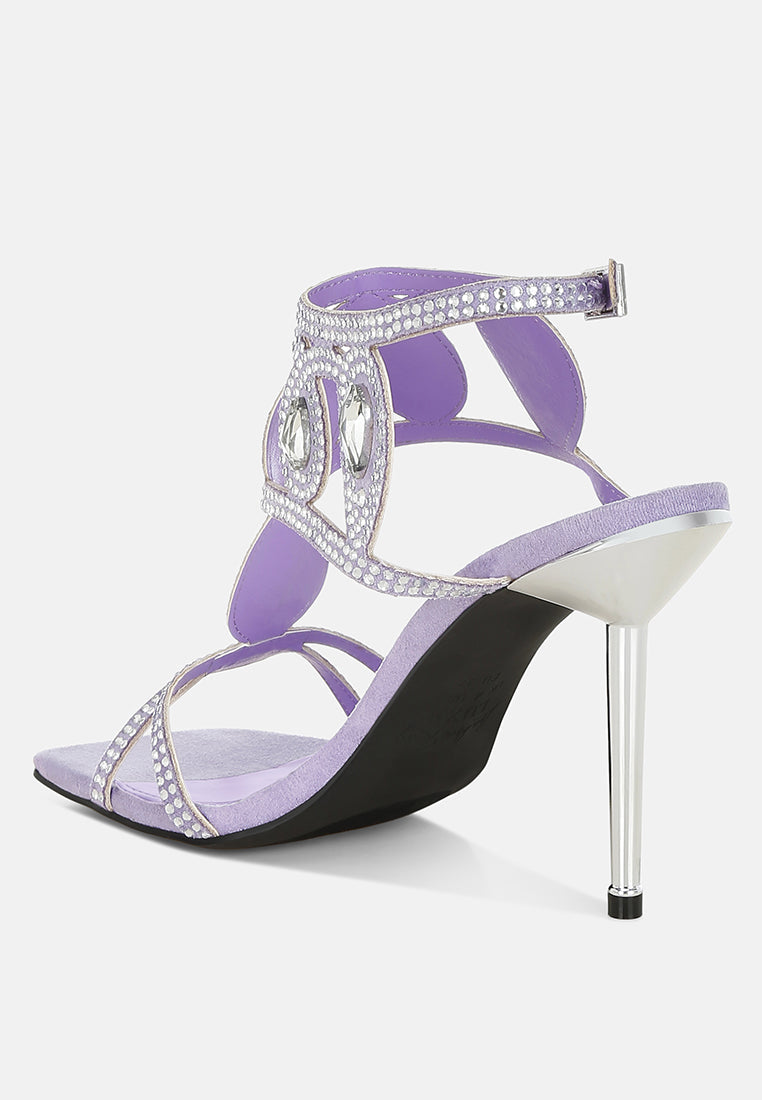 Fialka Diamante & Rhinestones Stiletto Sandals-3
