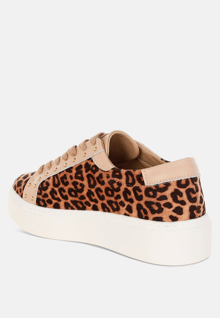 Flippin Studded Leopard Print Chunky Sneakers-3