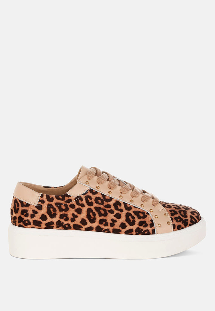 Flippin Studded Leopard Print Chunky Sneakers-0