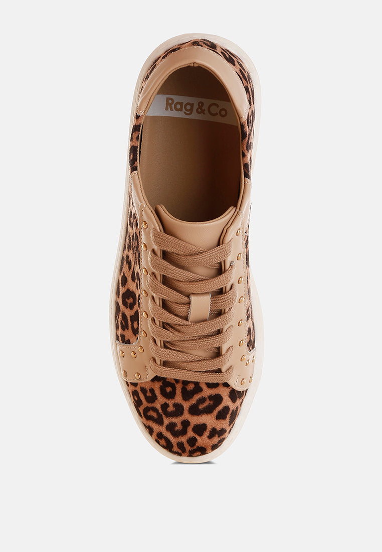 Flippin Studded Leopard Print Chunky Sneakers-4
