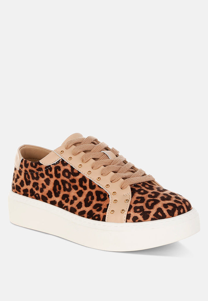 Flippin Studded Leopard Print Chunky Sneakers-2