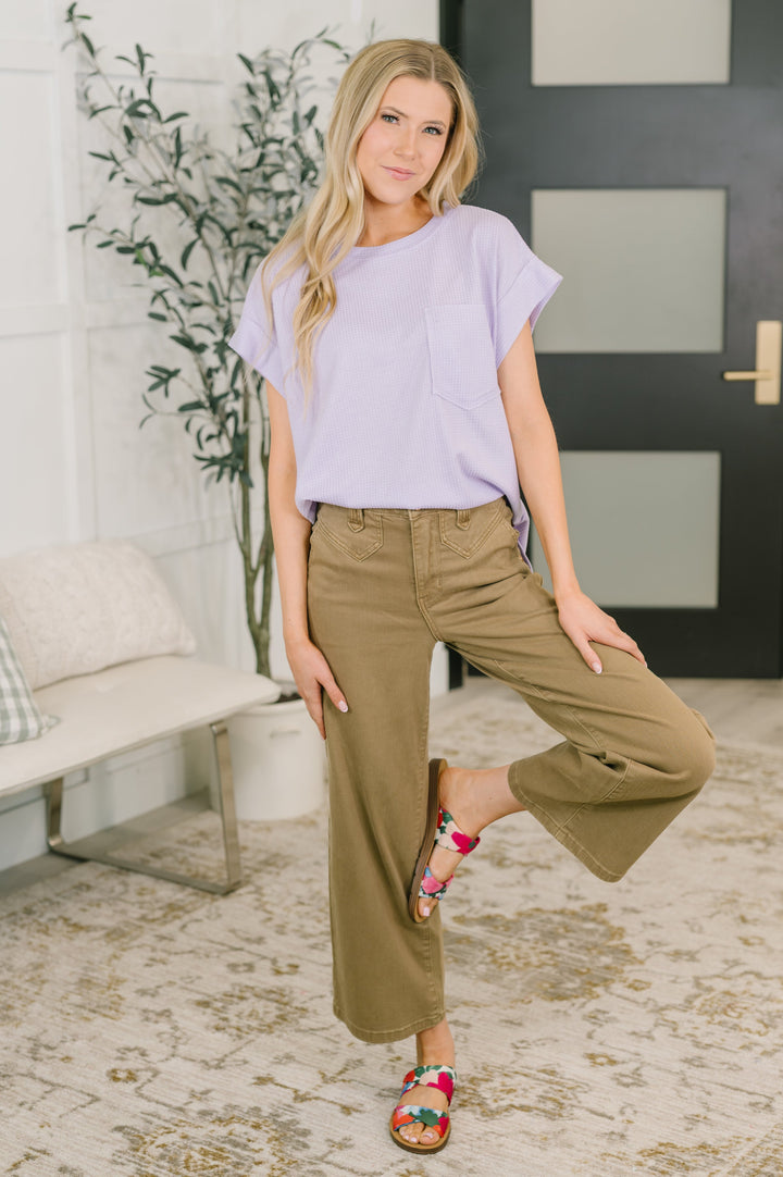 Foundation First Waffle Knit Relaxed Tee in Lilac