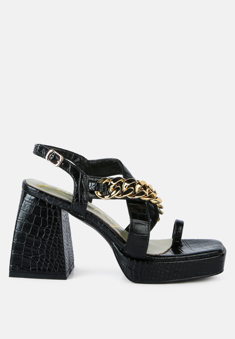 Frecklin Metal Chain Block Heel Sandals-4