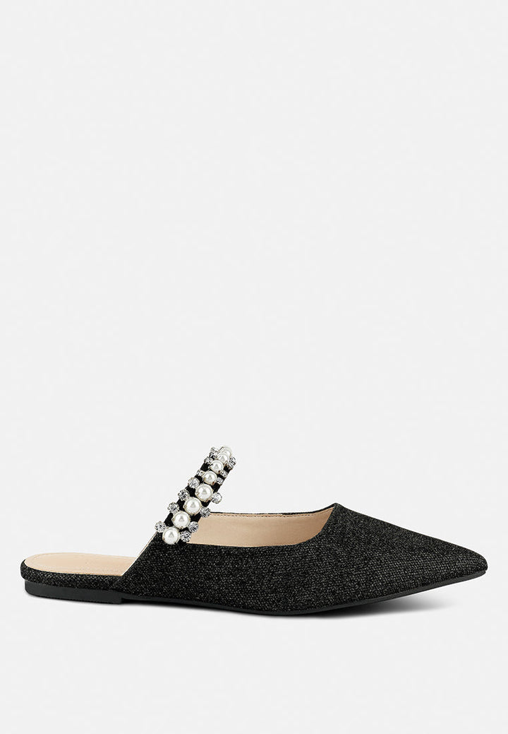Geode Pearl Embellished Slip On Mules-5