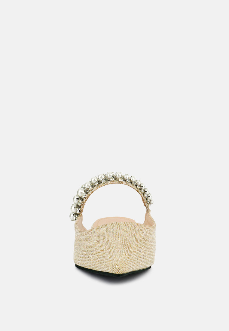 Geode Pearl Embellished Slip On Mules-3