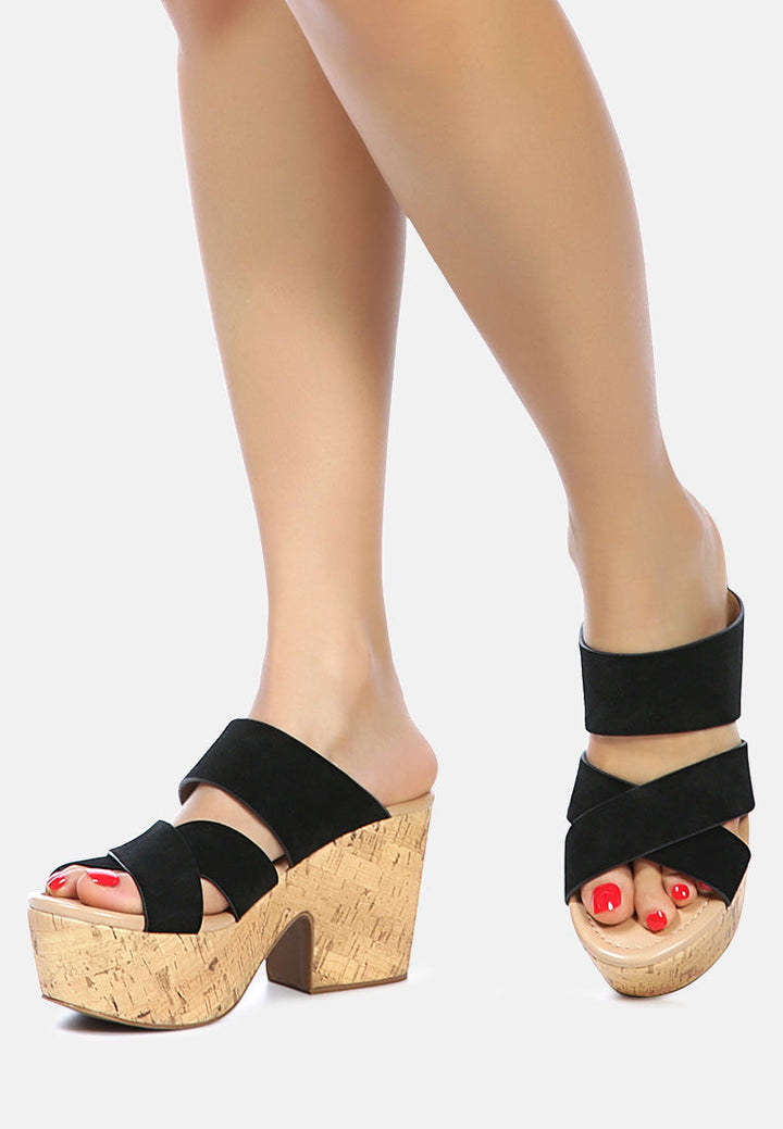 Gerd Block Heeled Suede Slip-On Sandal-3