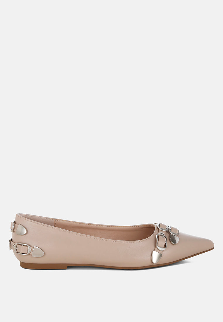 Golini Belt Buckle Detail Ballerinas-5