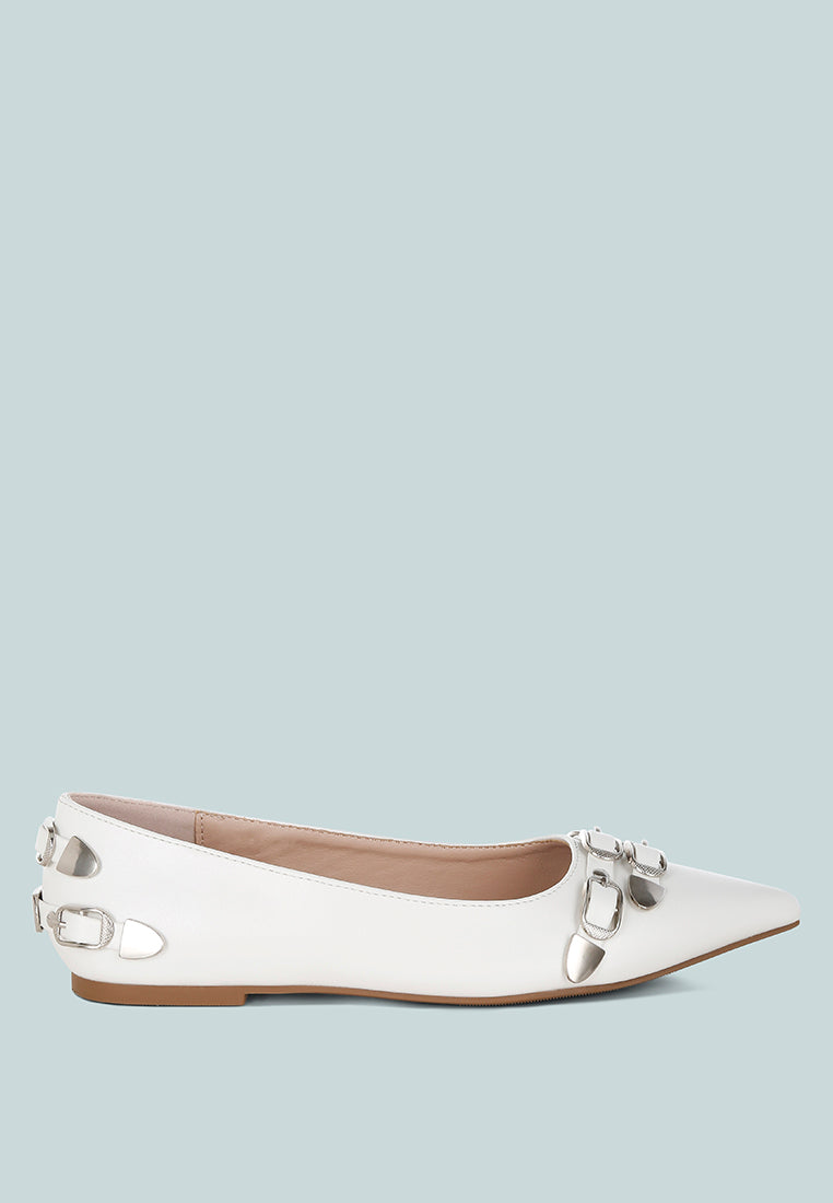 Golini Belt Buckle Detail Ballerinas-0