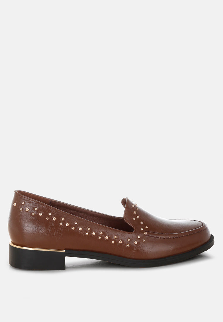 Gonia Studded Faux Leather Loafers-5