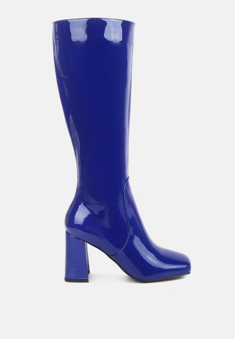Hypnotize Patent Pu Block Heeled Calf Boots-5