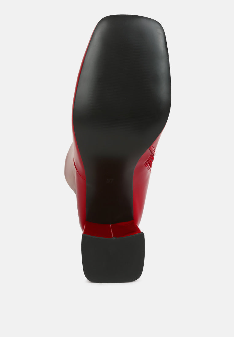 Hypnotize Patent Pu Block Heeled Calf Boots-4