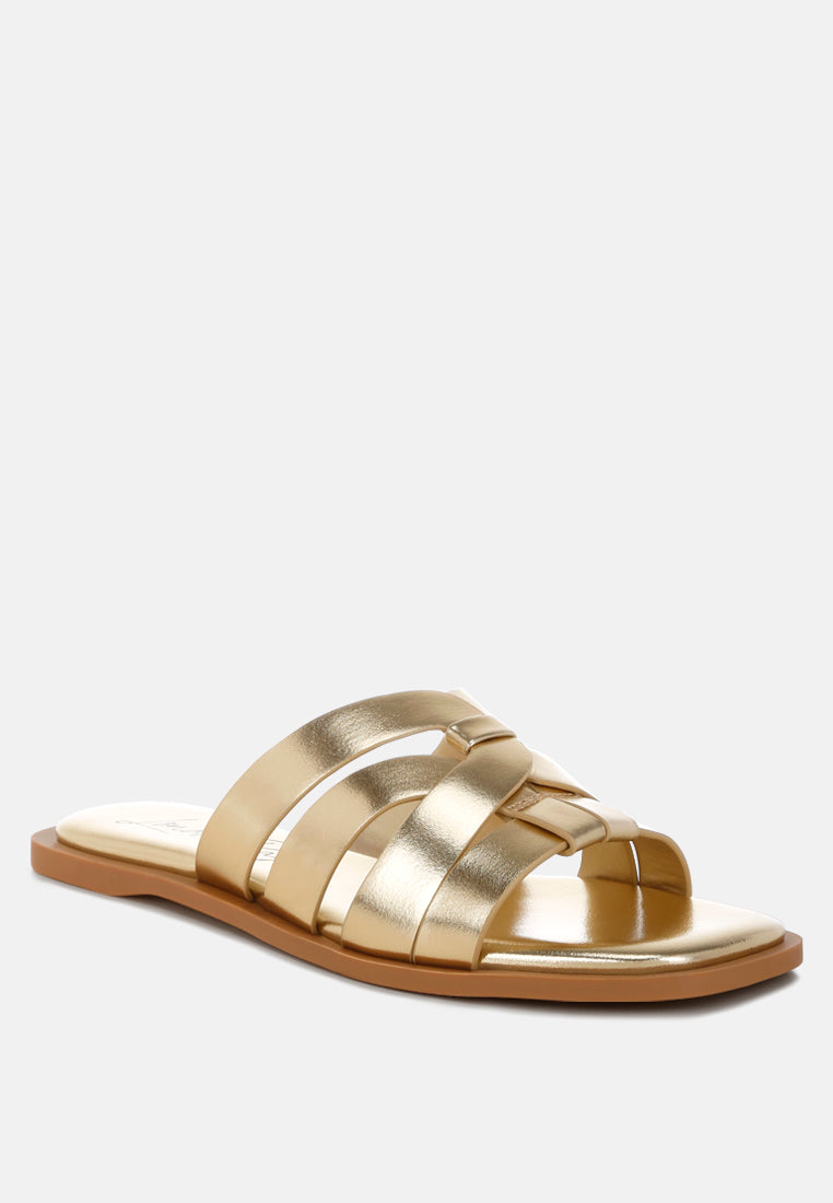 Hebal Metallic Faux Leather Slip Ons-2