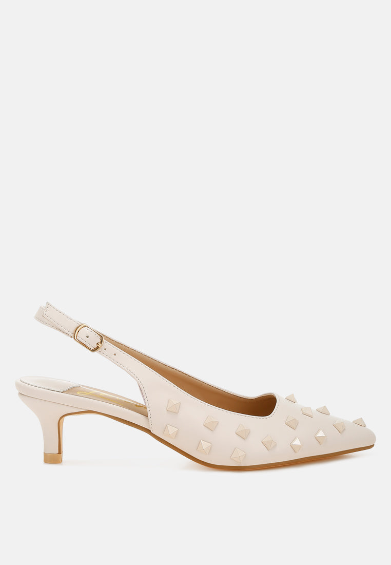 Hegron Stud Embellished Kitten Heels-5