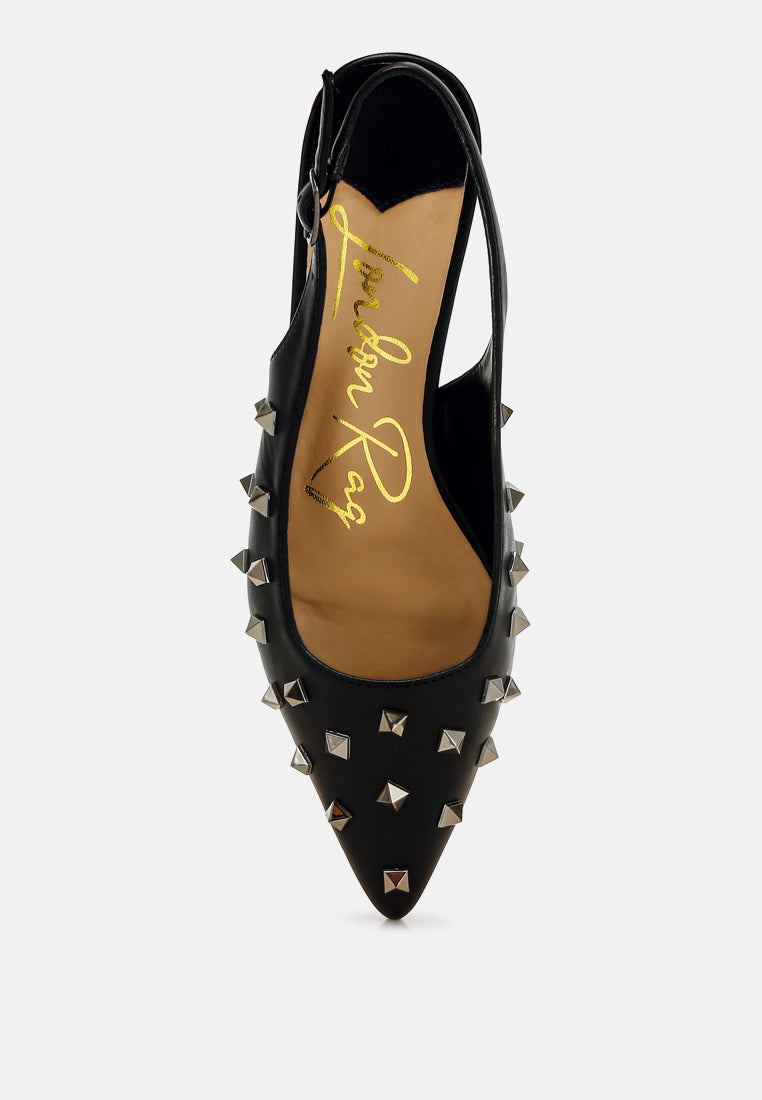 Hegron Stud Embellished Kitten Heels-3