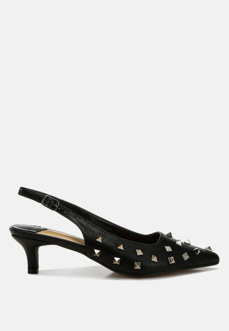 Hegron Stud Embellished Kitten Heels-0