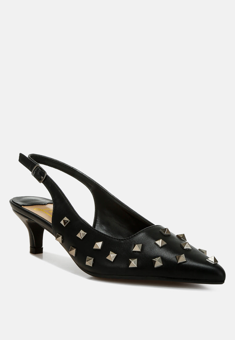 Hegron Stud Embellished Kitten Heels-1