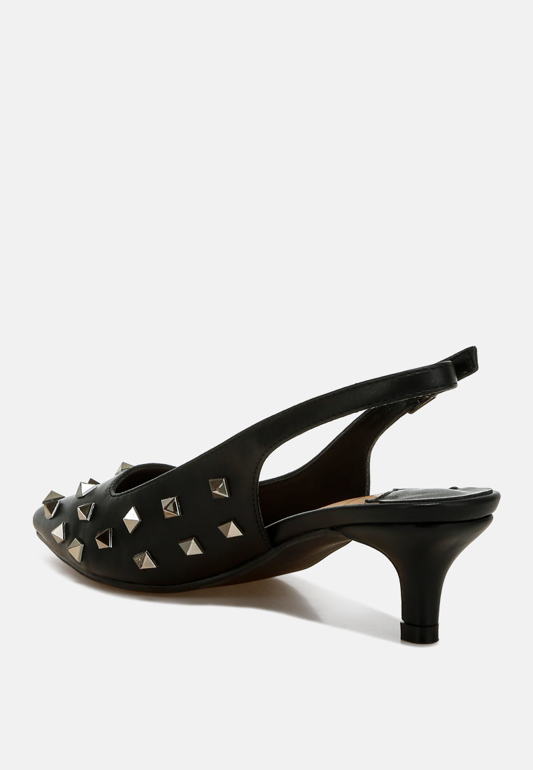Hegron Stud Embellished Kitten Heels-2