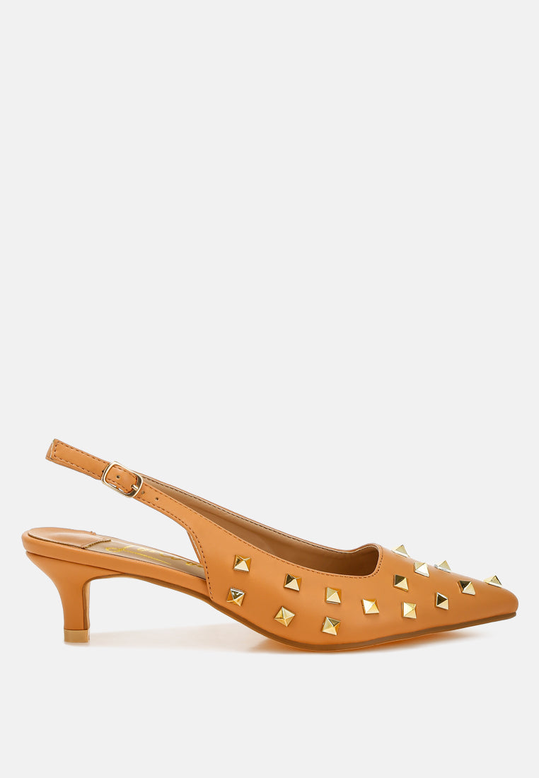 Hegron Stud Embellished Kitten Heels-6