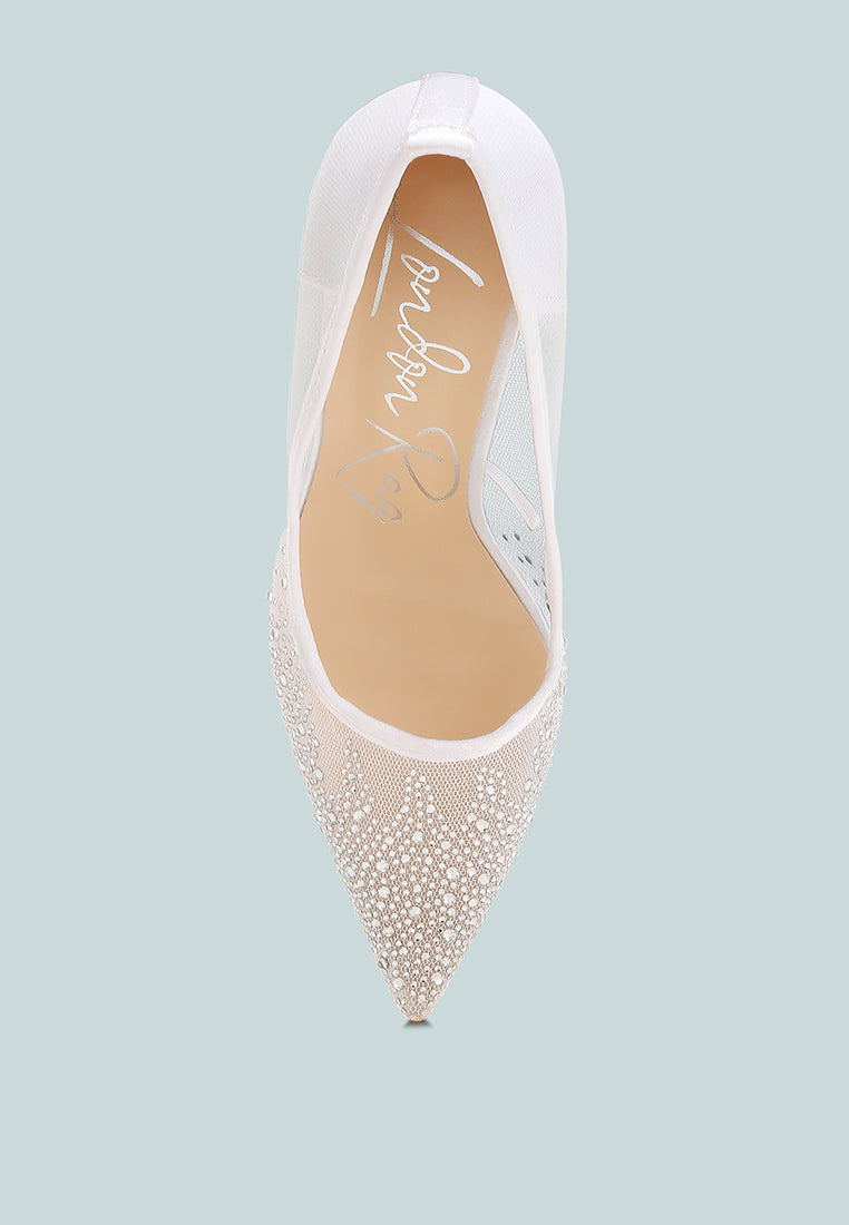 High Ball Mesh Rhinestone Stiletto Pumps-4