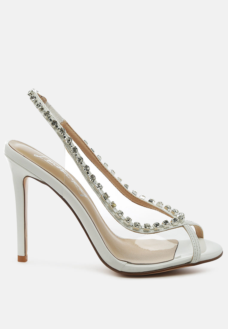 Camarine Clear Diamante Slingback High Heeled Sandals-5