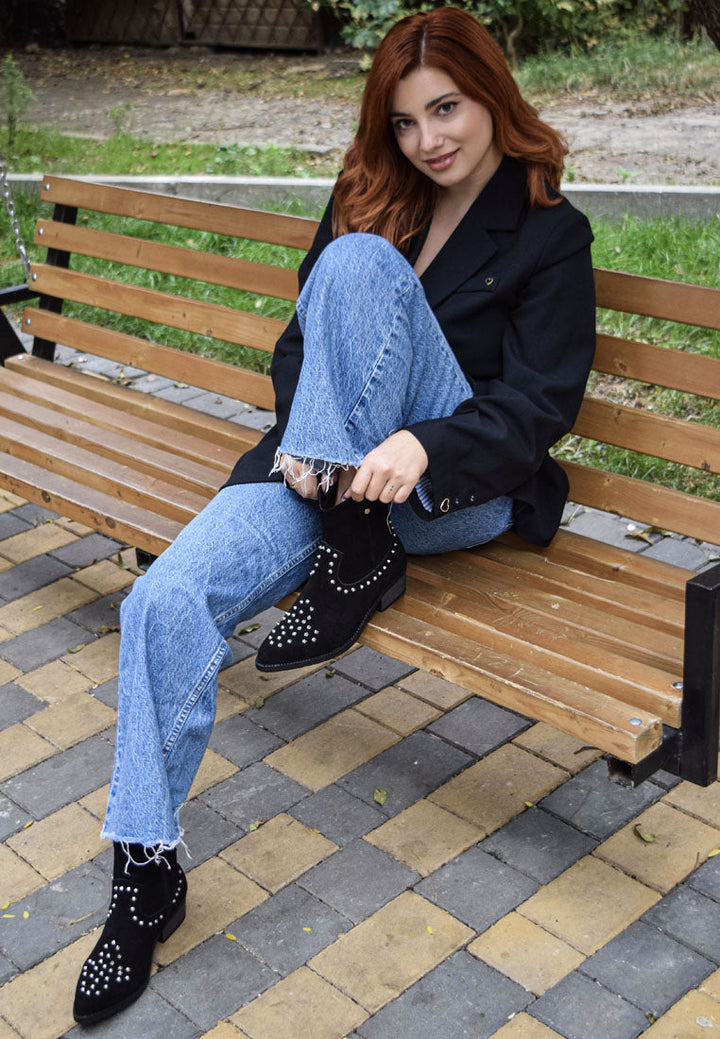 Hira Studs Embellished Cowboy Boots-1