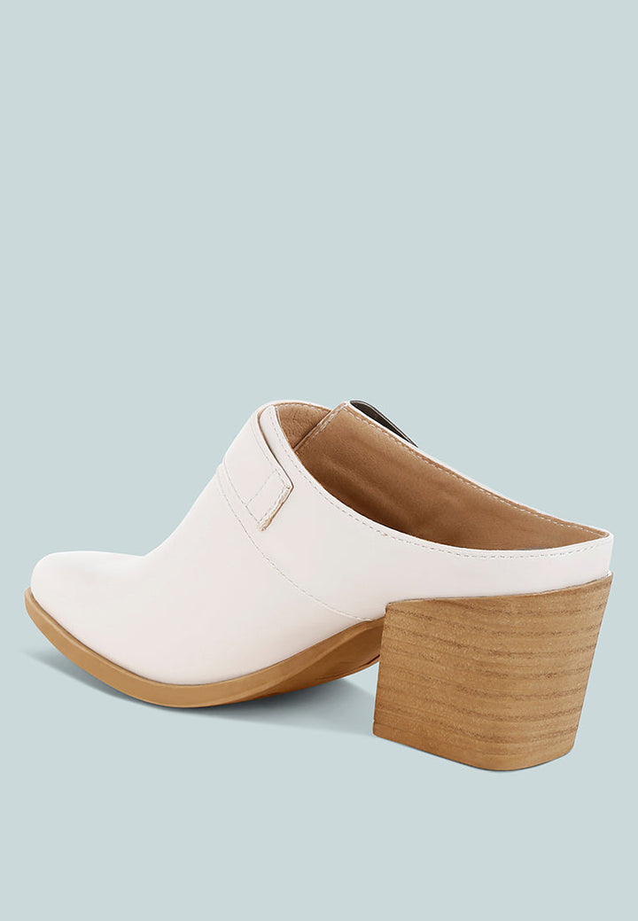 Holler Carved Buckle Statement Mules-3
