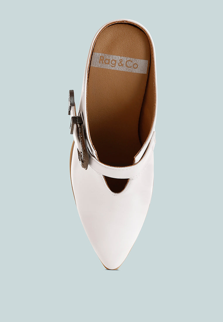 Holler Carved Buckle Statement Mules-4