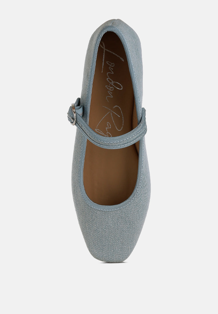 Iker Classic Denim Pin Buckle Ballerinas-3