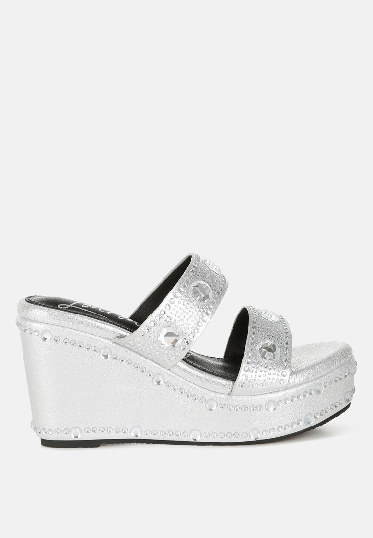 Iki Diki Rhinestone & Diamante Wedge Sandals-5