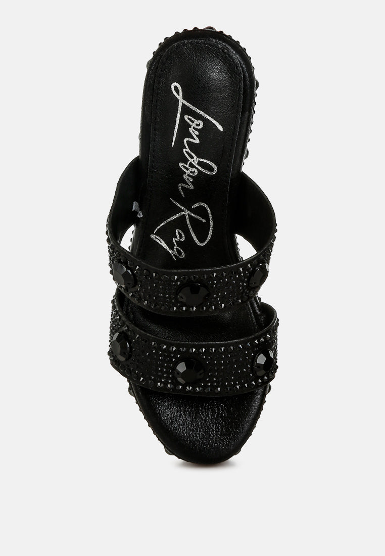 Iki Diki Rhinestone & Diamante Wedge Sandals-3