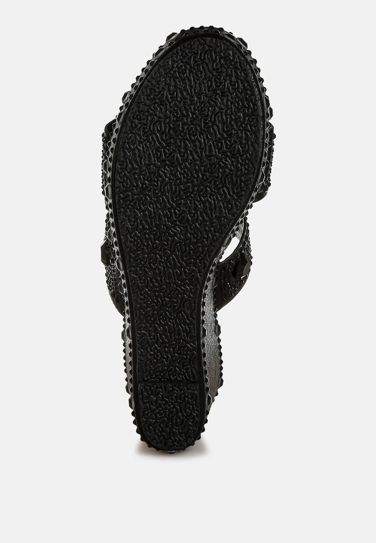 Iki Diki Rhinestone & Diamante Wedge Sandals-4