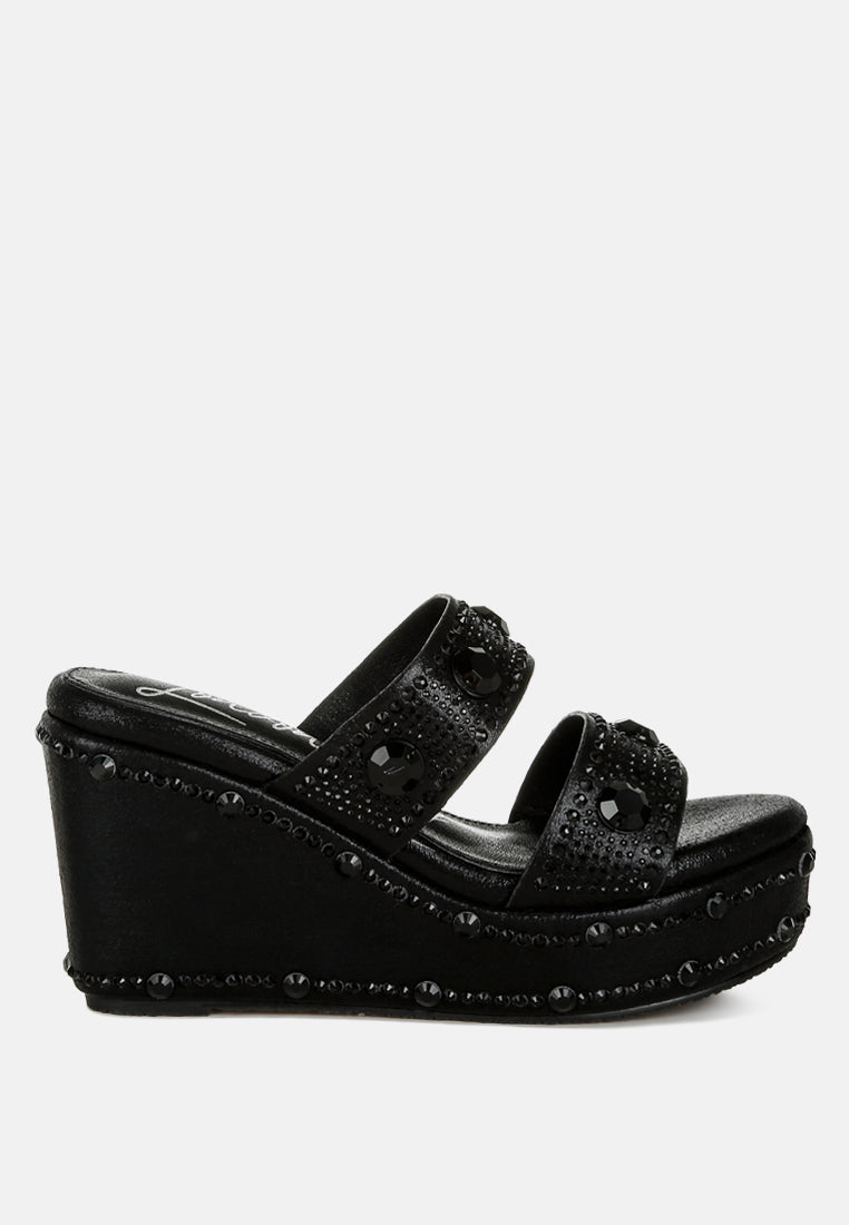 Iki Diki Rhinestone & Diamante Wedge Sandals-0