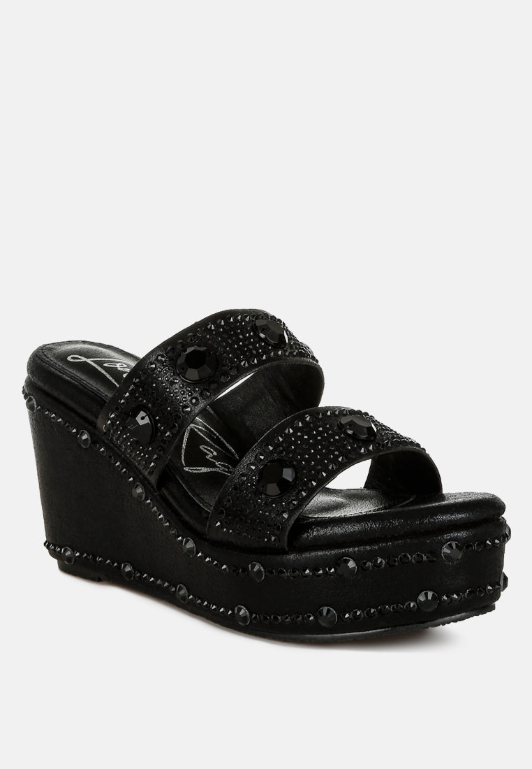 Iki Diki Rhinestone & Diamante Wedge Sandals-1