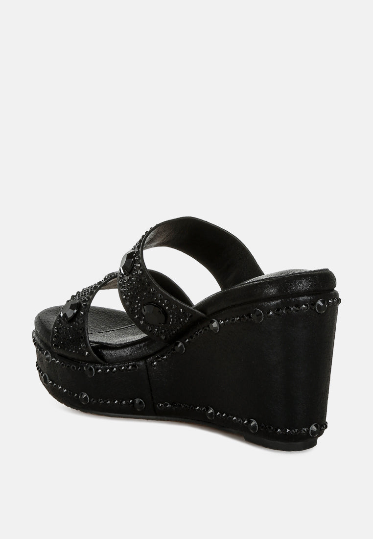 Iki Diki Rhinestone & Diamante Wedge Sandals-2
