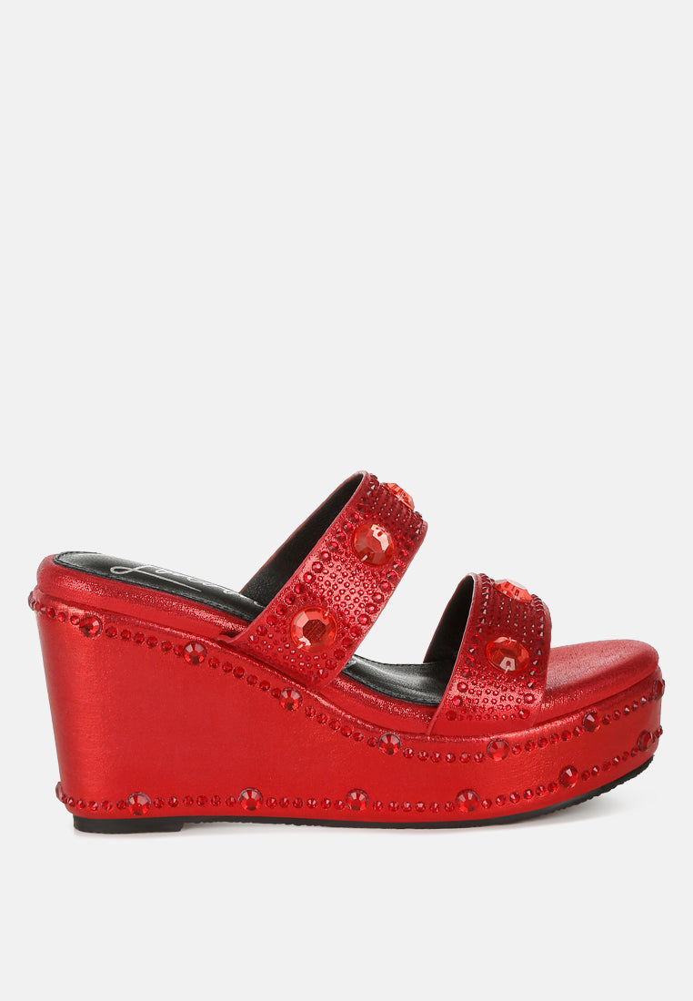 Iki Diki Rhinestone & Diamante Wedge Sandals-6