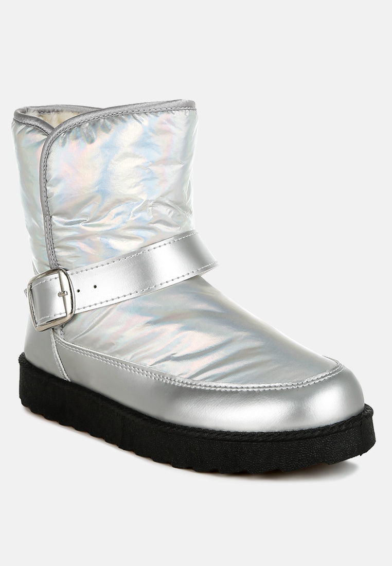 Jammy Buckle Strap Puffy Ankle Boots-2