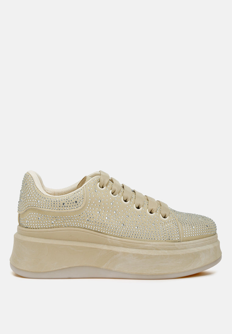 Jitter Bug Rhinestones Embellished Chunky Sneakers-5