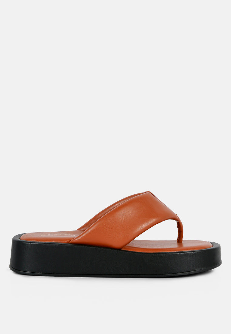 Rosette Faux Leather Wide Thong Flats-0